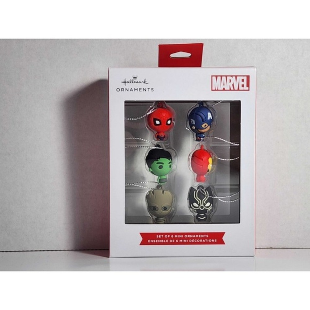 Marvel Mini Super Hero Christmas Xmas Ornaments Hallmark Spiderman Set of 6 NEW